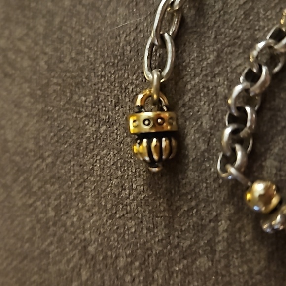 BRIGHTON 1990s Two-tone Scroll Regal Locket Style Chain Necklace - Picture 6 of 7